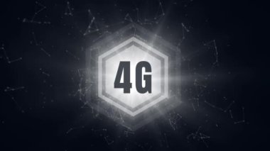 4g logosunun üstünde veri bağlantıları siyah arka plan üzerine çevrili bir düğme dijital animasyon