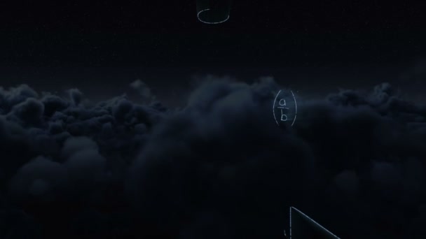 数学の方程式の背景には雲を画面上で移動のデジタル合成 — ストック動画