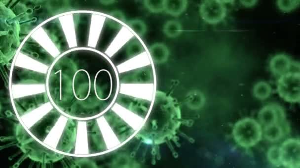 Цифровая Композитная Загрузка Круга 100 Анимацией Зеленого Вируса Заднем Плане — стоковое видео