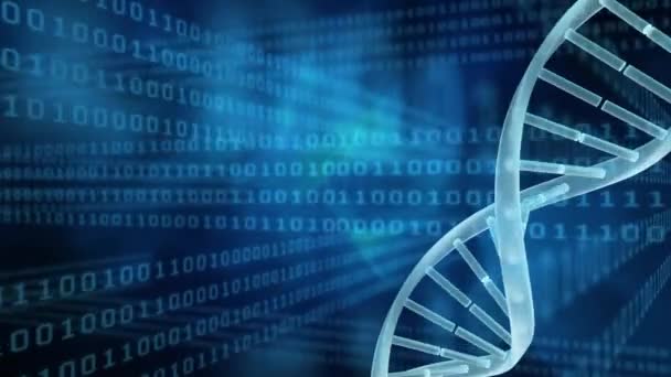 Composto Digital Torneamento Hélice Dna Código Binário Movimento Segundo Plano — Vídeo de Stock