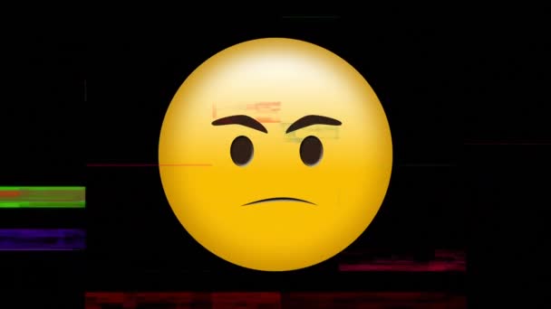 Digitális Animációs Sárga Dühös Emoji Színes Kódolt Fehér Hátterű Úgy — Stock videók