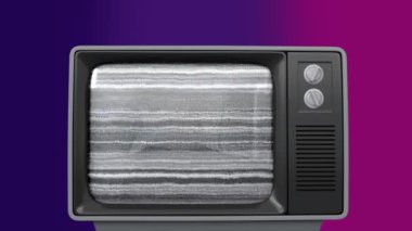 Retro Tv açmak ve palmiye ve bina ve devre dışı sonra dijital bileşik