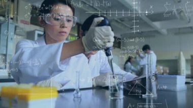 Bilim adamları deneyler animasyonlu bilimsel simgeleri olarak karşı dijital bileşik