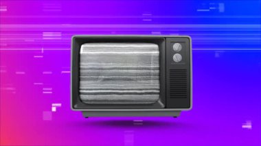 Vintage televizyon sanal cızırtı arka plan ile dijital bileşik
