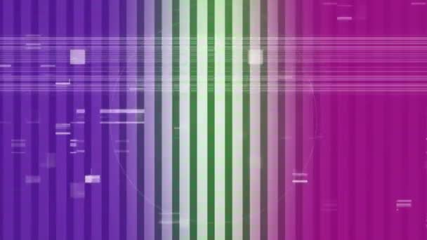 Animazione Digitale Lampeggiante Cerchio Bianco Contro Colorato Effetto Strapazzato Sfondo — Video Stock