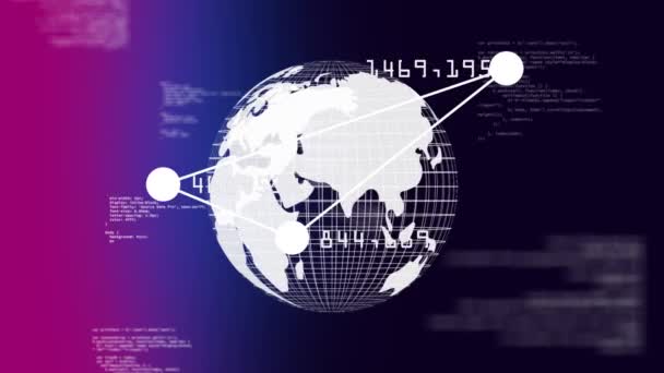 Animación Digital Del Globo Giratorio Contra Movimiento Del Triángulo Códigos — Vídeos de Stock