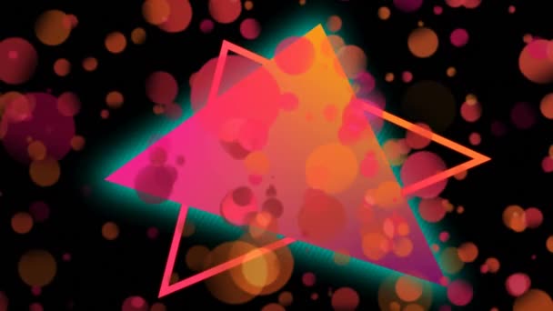 Composito Digitale Triangolo Colorato Contro Effetto Bolle Arancioni Rosa Sullo — Video Stock