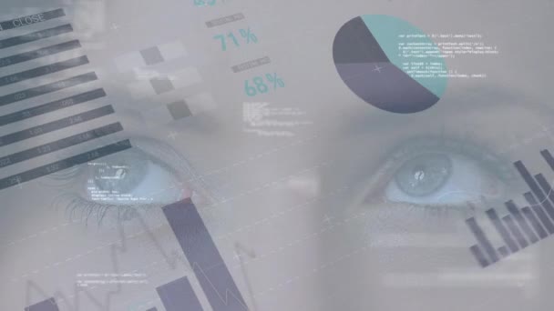 Composición Digital Gráficos Gráficos Datos Que Desplazan Una Pantalla Con — Vídeo de stock