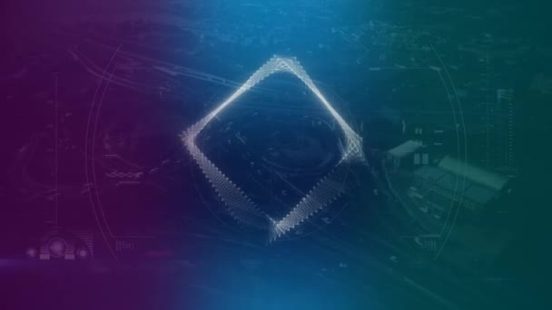 Composite numérique de carré lumineux apparaît et disparaît sur fond sombre 