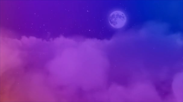 Animación Digital Color Rosa Nublado Contra Cielo Estrellado Púrpura — Vídeo de stock