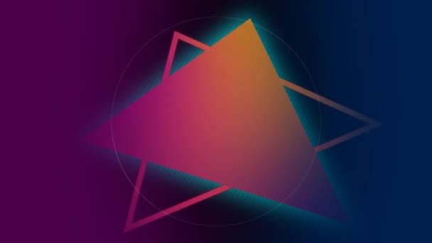 白紫色の背景にピンクとオレンジ色の三角形に対して円を点滅のデジタル アニメーション — ストック動画