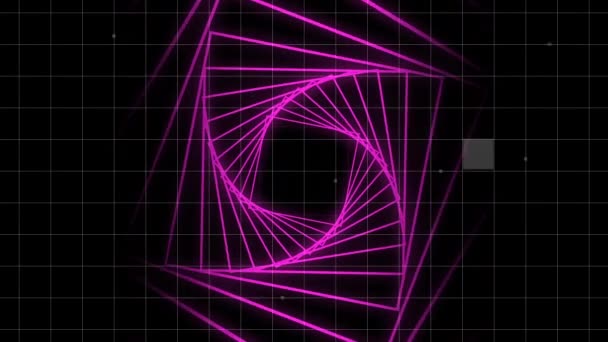 Digital Composite Pink Corridor Spiral Grid Black Background — Stock Video