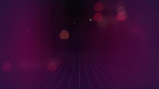 Digitale Animatie Van Pink Bokeh Lichteffect Tegen Paarse Achtergrond — Stockvideo