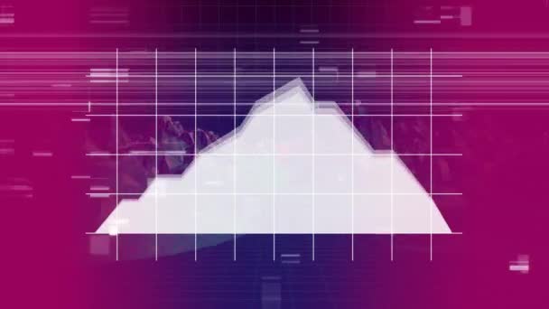 Digital Composite Graphic Moving Grid Filter Virtual Sizzle Square Mountain — Stock Video