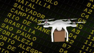 Karton uçuş programı tablo karşı holding beyaz teslim dronun dijital animasyon
