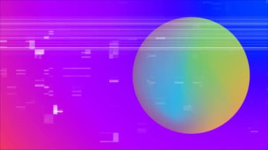 Sarı ve mavi diskin Tv animasyon çatırtı ile mor bir arka plan dijital animasyon