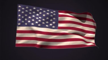 Amerikan Ulusal bayrağı siyah arka planda sallayarak dijital animasyon
