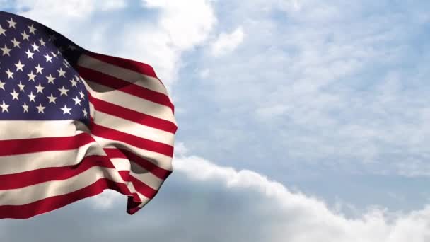 Animación Digital Bandera Nacional Estadounidense Ondeando Contra Cielo Nublado — Vídeo de stock