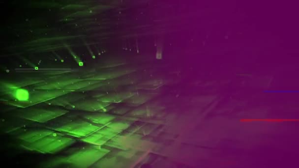 Digital Composite Green Lasers Forming Square Green Point Purple Filter — Stock Video