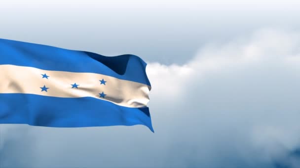 Digital Animation Honduran National Flag Flying Cloudy Sky — Stock Video