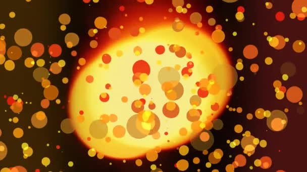 在视频中心移动的热球的数字动画 而相同颜色的气泡则出现在屏幕上 — 图库视频影像