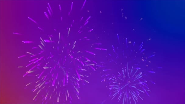 Composite Numérique Feux Artifice Sur Fond Violet — Video