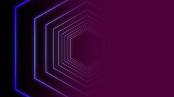 Цифровая Анимация Фиолетовой Формы Шестиугольника Черном Фиолетовом Фоне — стоковое видео