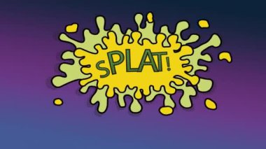 Bir sıçrama ile karikatür tarzı mor bir arka plan üzerinde yazılı uyarısı ile dijital animasyon