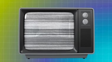 Dijital olarak eski Tv üstünde belgili tanımlık perde mavi ve yeşil bir arka plana dayanır ananas ile animasyon