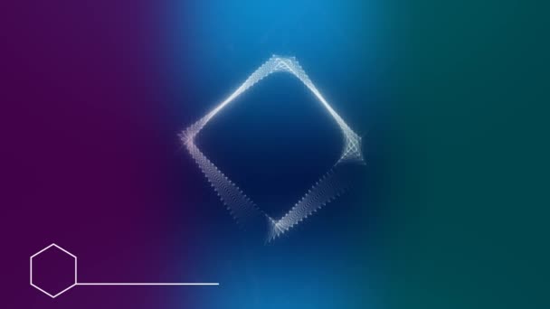 Цифровая Анимация Цифрового Квадрата Сияющего Вращающегося Многоцветном Фоне Окруженного Белой — стоковое видео