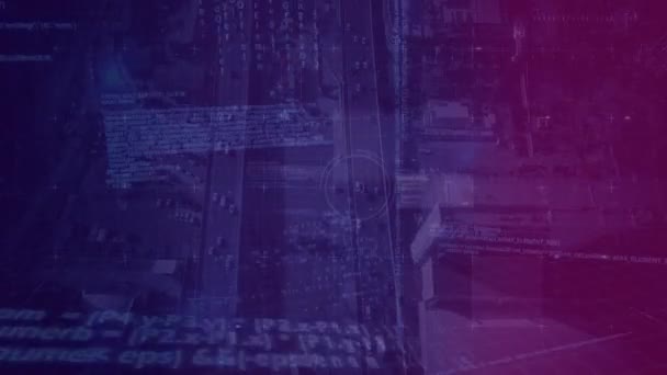Цифровая Анимация Неба Видом Город Огромным Коммуникационным Способом Темно Фиолетовым — стоковое видео