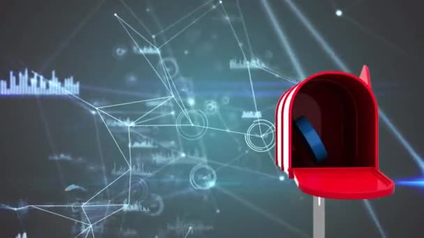 Animação Gerada Digitalmente Caixa Correio Vermelha Com Símbolo Sinal Azul — Vídeo de Stock