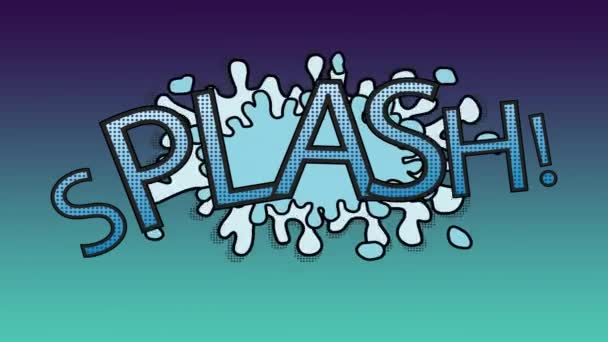 Digitale Composiet Van Splash Woord Met Splash Achter Blauwe Achtergrond — Stockvideo