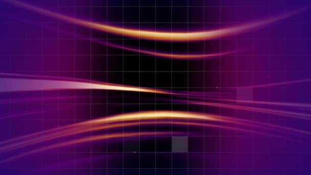 Animazione Digitale Effetti Luce Viola Linee Gialle Con Motivo Griglia — Video Stock