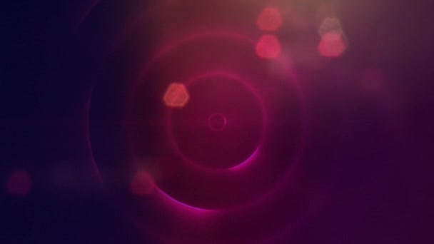 ピンクのボケ光効果を持つ紫色の背景にピンクの円のデジタルアニメーション — ストック動画