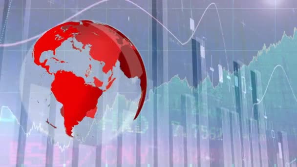 Animation numérique du globe tournant contre tableau de bord des données financières 