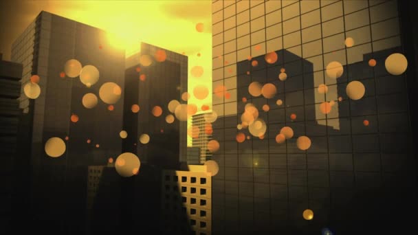 Цифровой Композитный Желтый Городской Пейзаж Окружении Эффекта Жёлтых Пузырей — стоковое видео