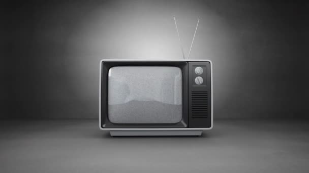 Televisión Vieja Generada Digitalmente Que Muestra Video Corriente Oceánica Mientras — Vídeos de Stock