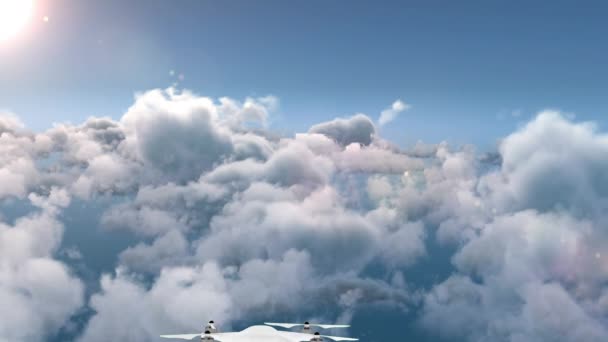 Цифровой Белый Беспилотник Летающий Небе Облаками — стоковое видео