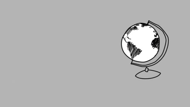 無地の灰色の背景に対して回転する地球の電球のデジタル生成されたアニメーション — ストック動画