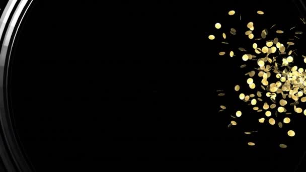 Porta Cofre Gerada Digitalmente Fechando Confete Círculo Ouro — Vídeo de Stock