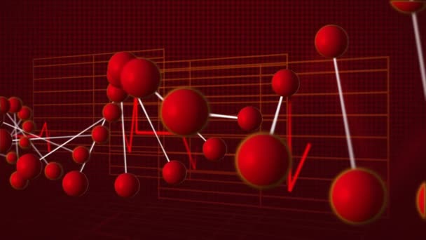 Digitalt Genererade Dna Dubbel Helix Bakgrund Linjer Med Hjärtfrekvens — Stockvideo