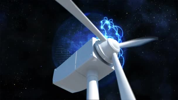 Digitales Komposit Einer Weißen Windmühle Mit Rotierenden Schaufeln Hintergrund Zeigt — Stockvideo
