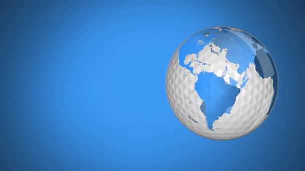 Ψηφιακά Δημιουργημένο Περιστρεφόμενο Πλανήτη Μια Λευκή Μπάλα Του Γκολφ — Αρχείο Βίντεο