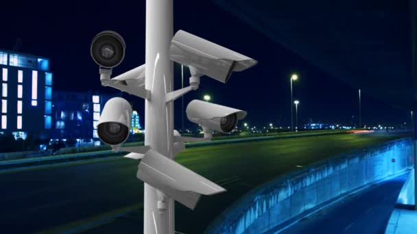 Caméras Surveillance Mobiles Générées Numériquement Placées Dans Une Autoroute — Video