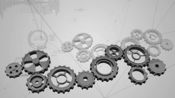 Digitally Generated Moving Gears Asymmetrical Lines — Stock Video