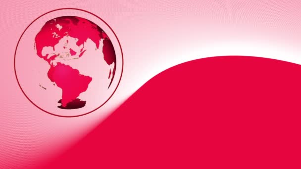 Globe Rotatif Généré Numériquement Avec Fond Blanc Rouge — Video