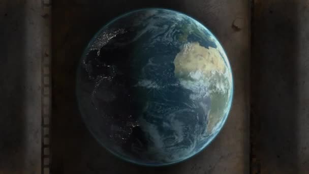 白い線が中央に表示されている間 デジタル生成された回転地球 — ストック動画