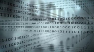 Arka plan yanarken ekranda hareket eden dijital olarak oluşturulan ikili kodlar