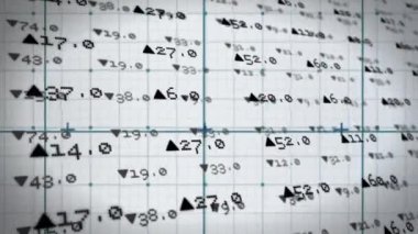 Dijital olarak oluşturulan ekonomik değerler ekranda kaydırma. Arka plan kare deseni gösterir
